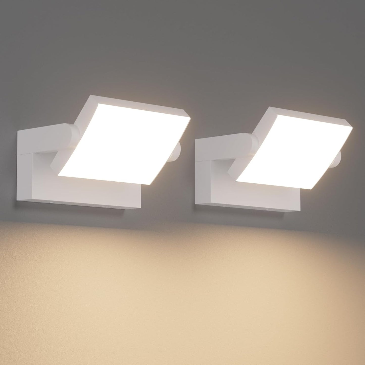 Klighten 2 Pcs 24W Applique Murale LED Extérieure Intérieur Rotatif, Éclairage Mural Imperméable IP65 Moderne, Lampe Murale pour Jardin Entrée Balcon, Blanc, 1500LM, Blanc Chaud 3000K