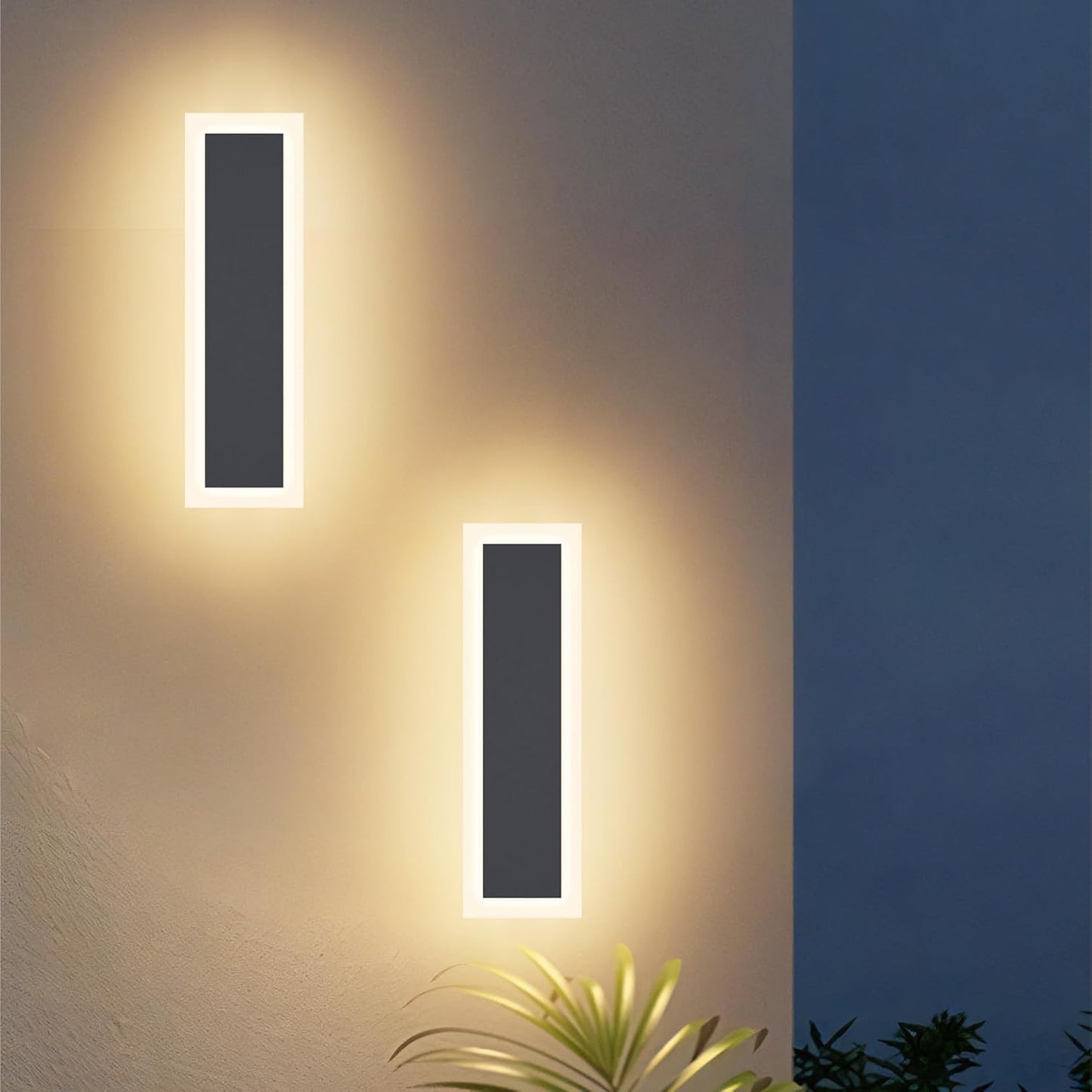 Klighten 2 pcs Aplique Murale LED Extérieur/Interieur, 10W/30CM Lampe Murale, IP65 Aplique Mural Exterieur, Luminaire Murale Fer Acrylique, Pour Terrasse Entrée Jardin, Blanc chaud 3000K, Anthracite