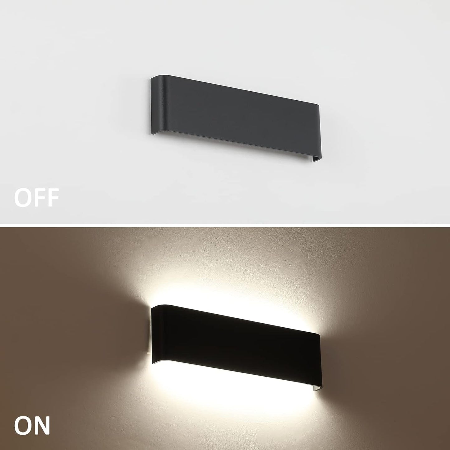 Klighten 2 Pcs Appliques Murales LED Intérieur 31CM 10W, Éclairage Mural Moderne en Aluminium, Lampe Murales Up Down Pour Chambre, Salon, Couloirs, 910 Lumen, Blanc Naturel 4000K, Noir