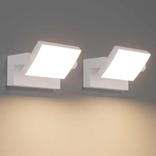 Klighten 2 Pcs 24W Applique Murale LED Extérieure Intérieur Rotatif, Éclairage Mural Imperméable IP65 Moderne, Lampe Murale pour Jardin Entrée Balcon, Blanc, 1500LM, Blanc Chaud 3000K
