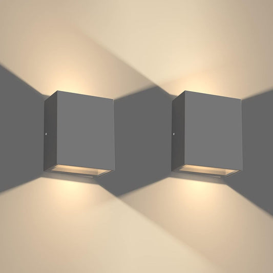 Klighten 2 Pcs Applique Murale Interieur Exterieur 7W LED Imperméable IP65 Lampe Murale Modernes en Aluminium, Mur Lampe Up Down pour Entrée Chambre Escaliers, 3000K Blanc Chaud, Anthracite