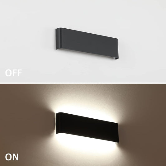 Klighten 2 Pcs Appliques Murales LED Intérieur 31CM 10W, Éclairage Mural Moderne en Aluminium, Lampe Murales Up Down Pour Chambre, Salon, Couloirs, 910 Lumen, Blanc Naturel 4000K, Noir