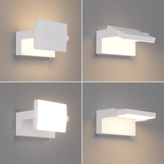 Klighten 2 Pcs 24W Applique Murale LED Extérieure Intérieur Rotatif, Éclairage Mural Imperméable IP65 Moderne, Lampe Murale pour Jardin Entrée Balcon, Blanc, 1500LM, Blanc Chaud 3000K