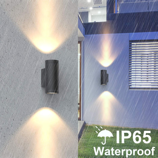 Klighten 2 pcs Applique Murale Exterieur GU10 Aluminium Up/Down Eclairage Exterieur, IP65 Étanche Lampe Murale Exterieur pour Jardin Couloir Entrée Patio, Ampoule non Incluse, Noir