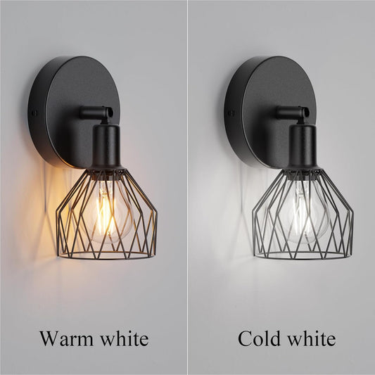 Klighten 2 Pcs Applique Murale E14 Vintage Industrielle, Lampe Murale Orientable en Métal, Éclairage mural Rétro pour Escalier Couloir Chambre Salon Cuisine, Noir, Ampoule non Incluse