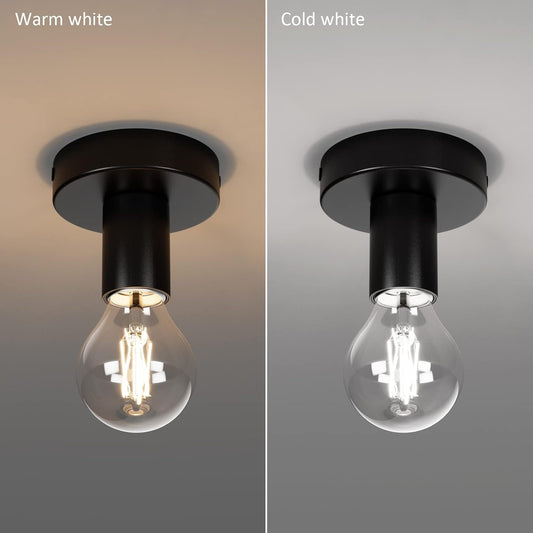 Klighten 2 Pcs Plafonnier E27 Retro Industrielle, Max 40W, Lampe Plafond en Métal Noir, Spot de Plafond Vintage Pour Salon, Chambre, Cuisine, Couloir, Ampoule non Incluse
